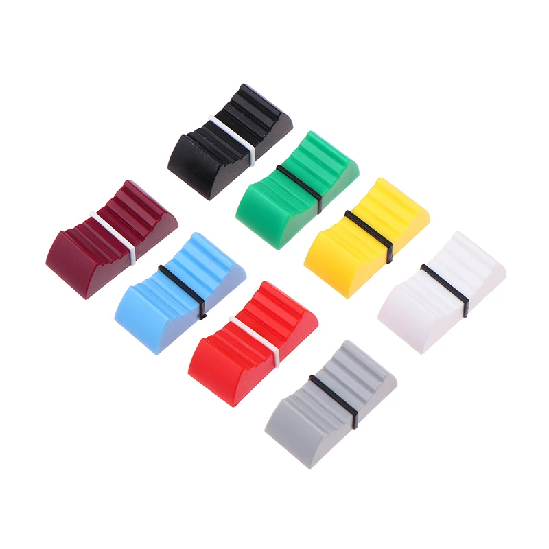 Hot  10PCS Plastic Mixer Push Key Cap Fader Knob Cap Touch Sensitive Slider Ribbed Mixer Desk Switch Knob Cap