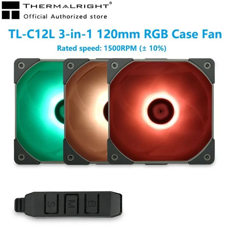 

Thermalright TL-C12L 3-in-1 120mm Computer Case Cooling Fan RGB 12V 4Pin PWM Silent Fan CPU Cooler Replacement Fan