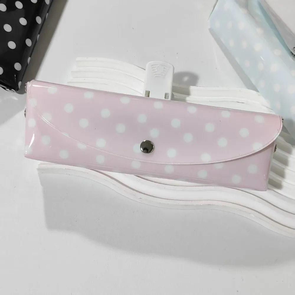 High Quality PVC Pencil Case Polka Dot Design Snap-button Type Pen Bag Stationery Pouch Back To School