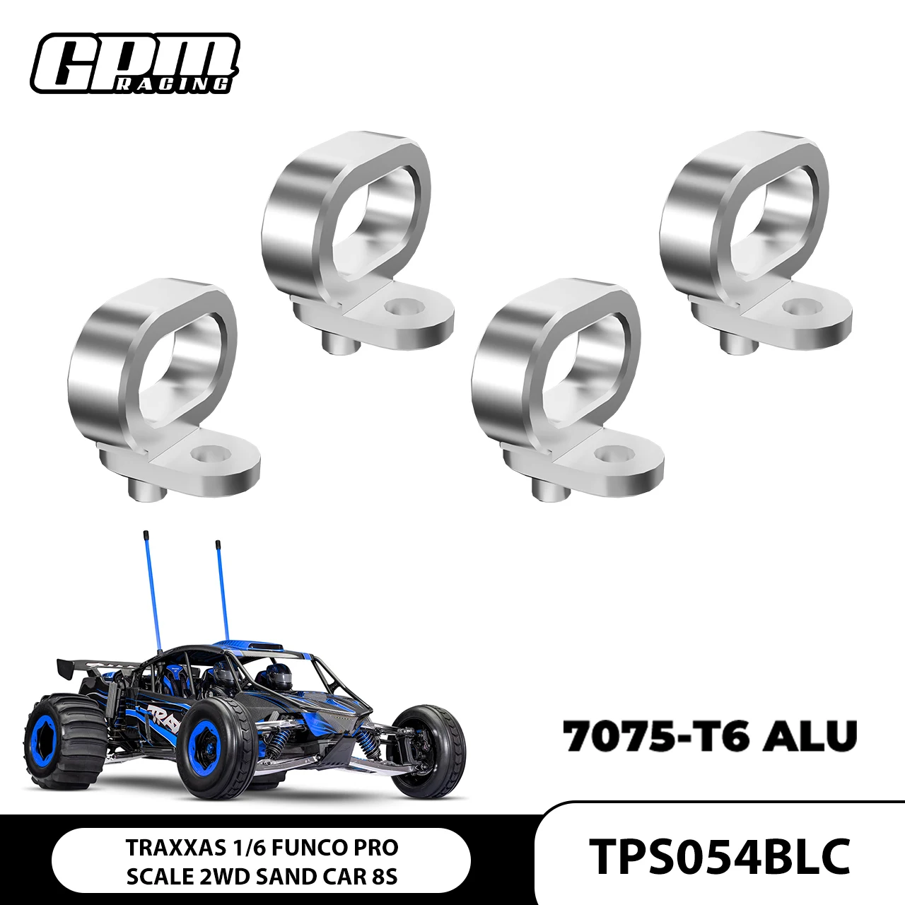 

GPM 1/6 FUNCO PRO SCALE 2WD SAND CAR 8S-109076-4 TRAXXAS For 7075-T6 ALLOY FRONT UPPER SUSPENSION ARMS BRAKE LINE CLAMP