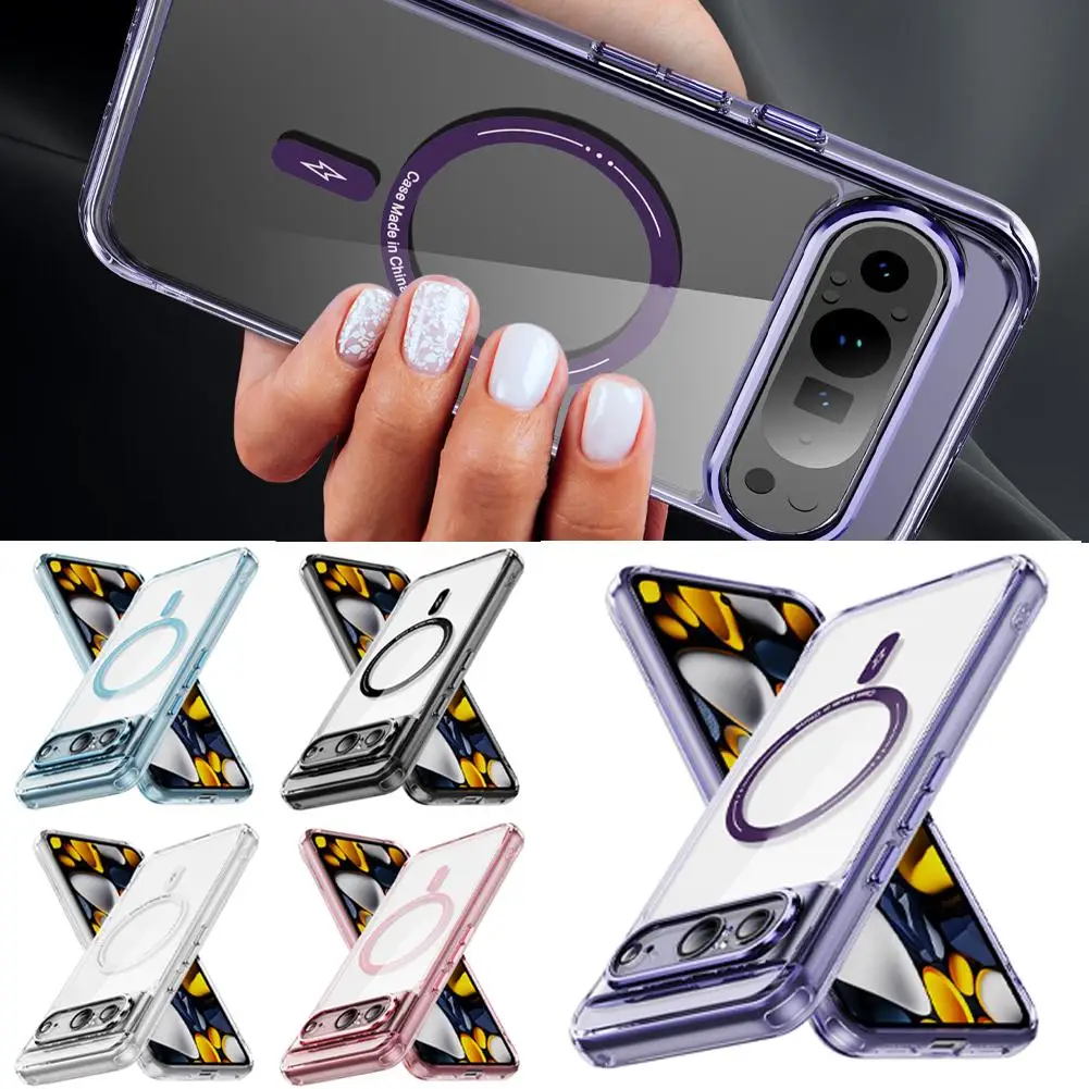  for Google FOR Pixel9Pro Phantom Magnetic Phone Case Transparent Magnetic Fall Protection Case Magnetic Design U9W3