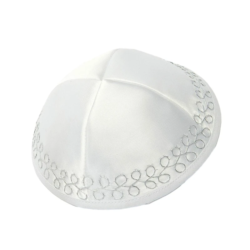 Israel Kippah Hat for Men Women Embroidery Satins Kippah Hat Round Yarmulke Hat Breathable Jewish Hat Israels Headpieces