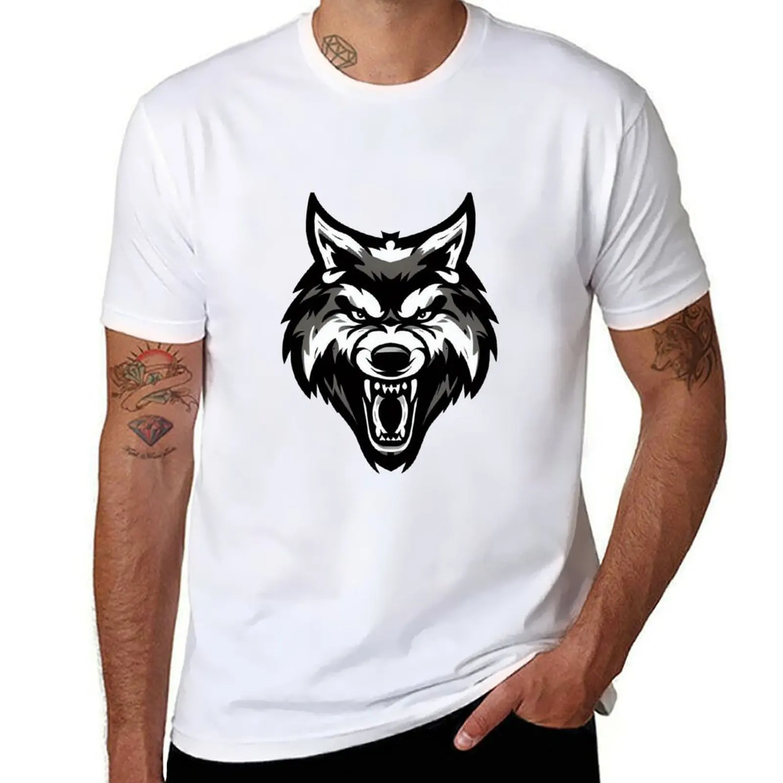 

Angry Wolf T-Shirt man t shirt graphic t shirts for man graphic vintage T-Shirt