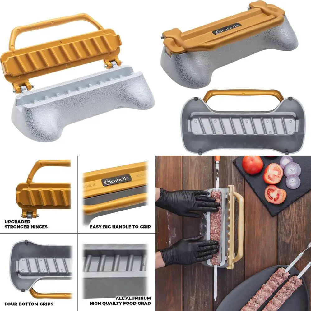 

Stainless Steel Kebab Skewer Press with Non-Stick Teflon Coating for Effortless Grilling and Easy Cleaning