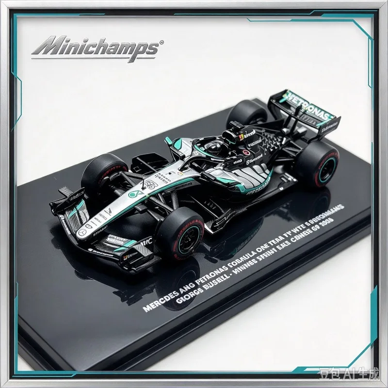 Minichamps 1:64 F1 W17 2026 Chinese Grand Prix Russell alloy car model static ornament, adult collectible,creative gift for boys