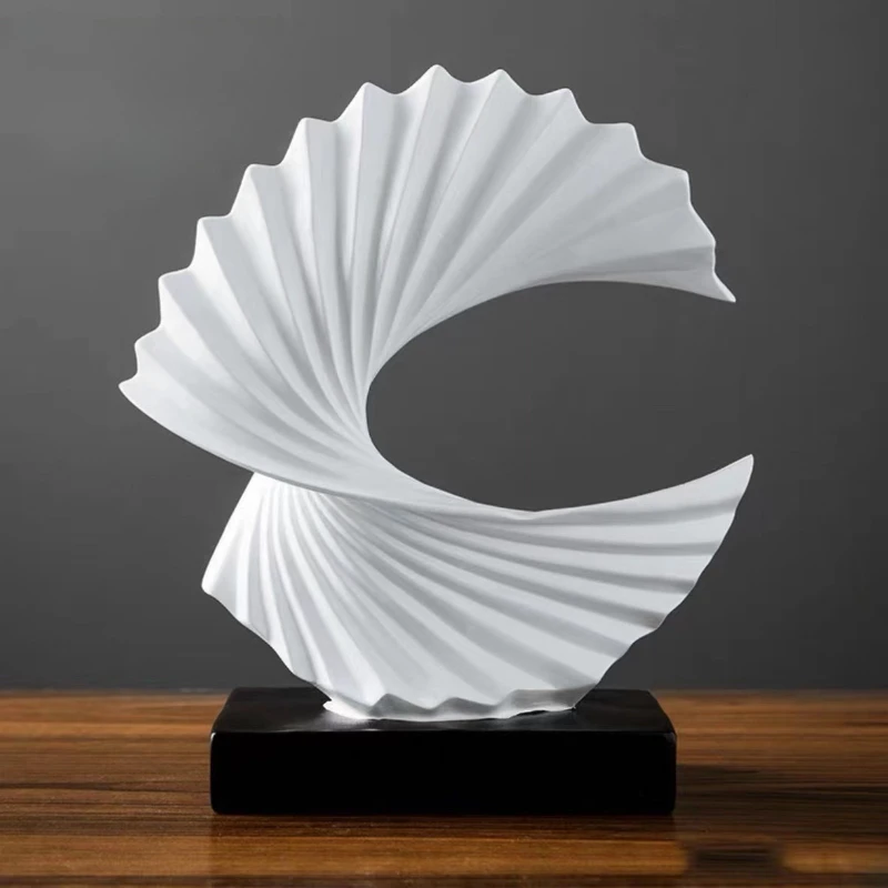 Modern Abstract Sculpture Art Deco Decor, Gold Ocean Wave Sculpture Large Home Decor Accents, Gold Statue for Men Office House M