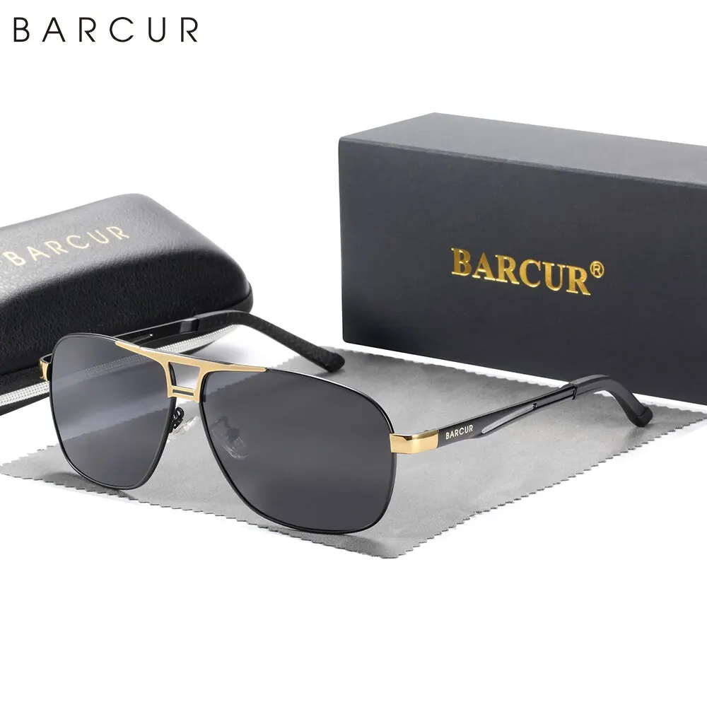 BARCUR High End Temperament Men'S Sunglasses With Uv Protection Are Essential For Daily Travel To Reduce Glare. Brand Packaging