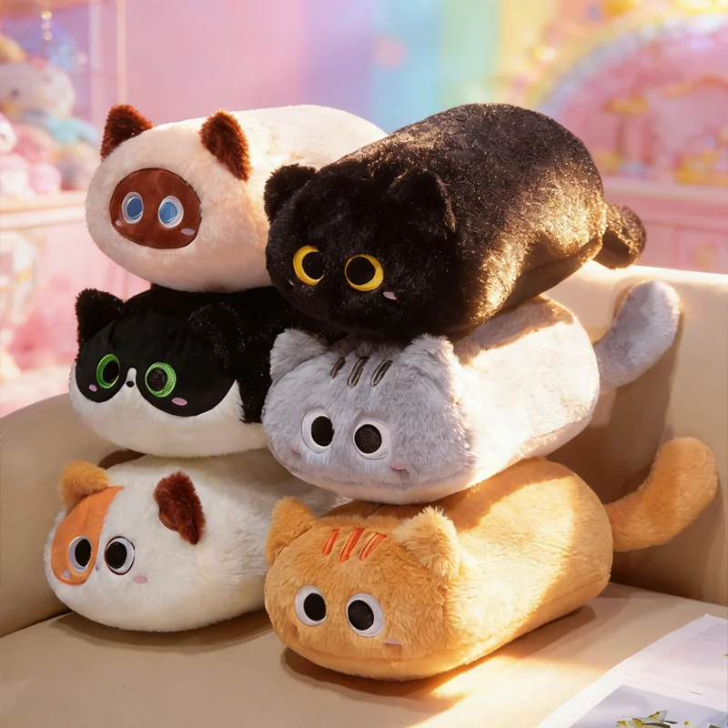 

Мягкая плюшевая подушка-кошка 35 см, милая лежащая кошка, плюшевая игрушка-котенок, пушистая мультяшная подушка-кошка, декор для кровати, подарок для детей и девушек