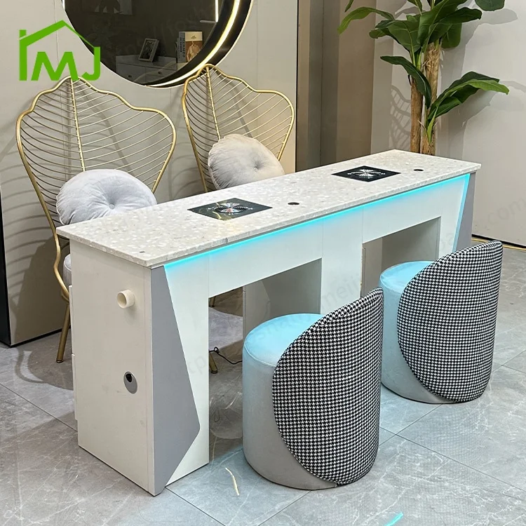 

Salon Nail Technician Manicure Table Light Luxury Double Marble Care Nail Table