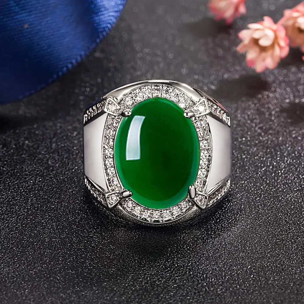 WOSIKATE الرجال الاستبداد البيضاوي الشكل كريسوبراسي خاتم مجوهرات الأزياء 925 الفضة الأعمال قابل للتعديل الدائري للرجال