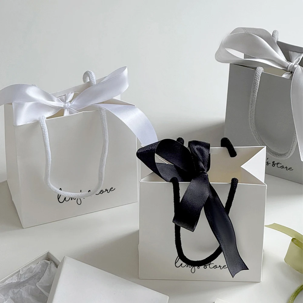50 Stück Individualisierte Logo-Schmuck-Papiertüten 13,5x15,5x7,5cm Einkaufstaschen für Parfüm, Kosmetik, Duschgel, Seife, Verpackungsbeutel, Schalbeutel – Detail 7