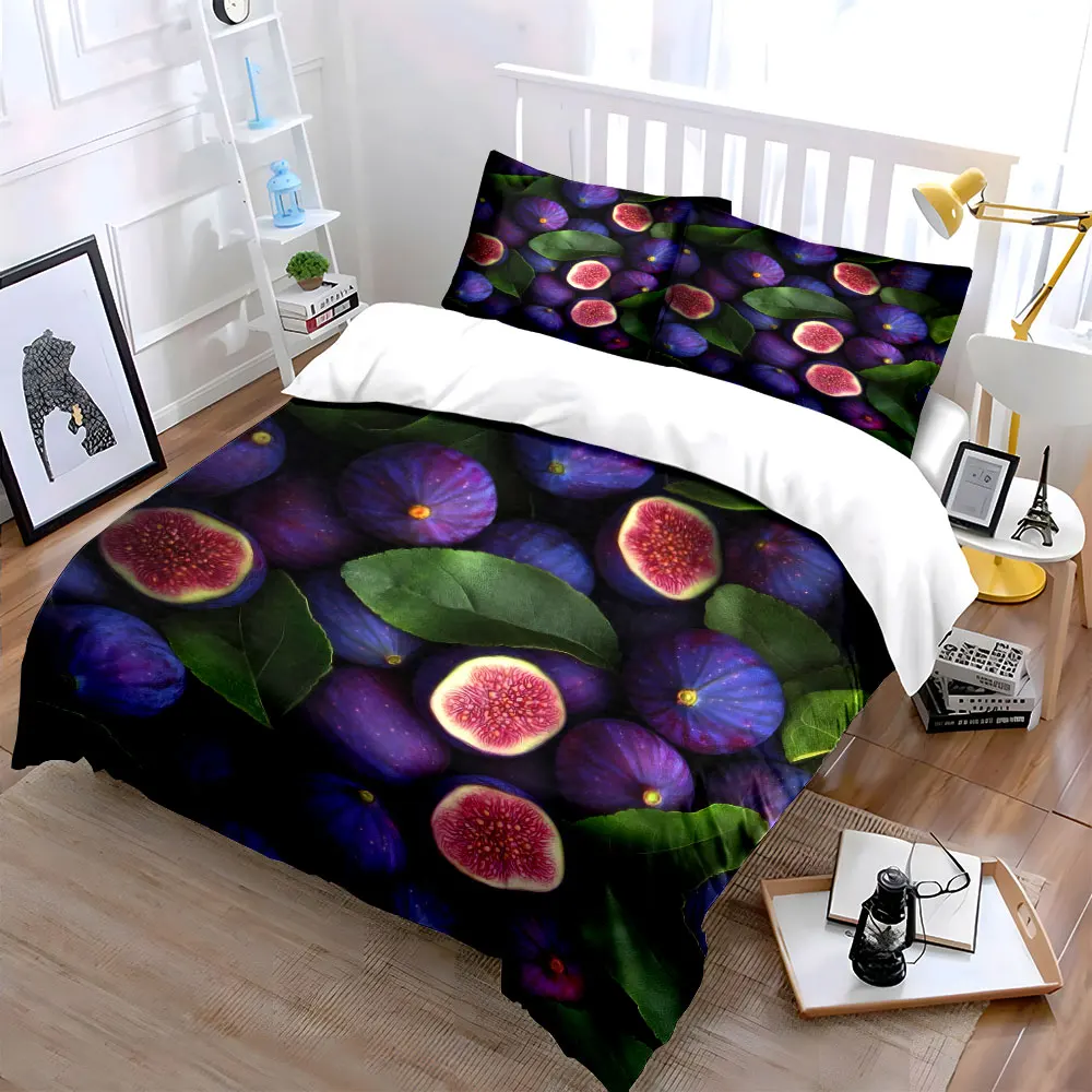 Fig-Inspired Kitchen Decor Set. Multiple sizes kid's and adults' bedroom Exquisite 3PC bedding set, gift
