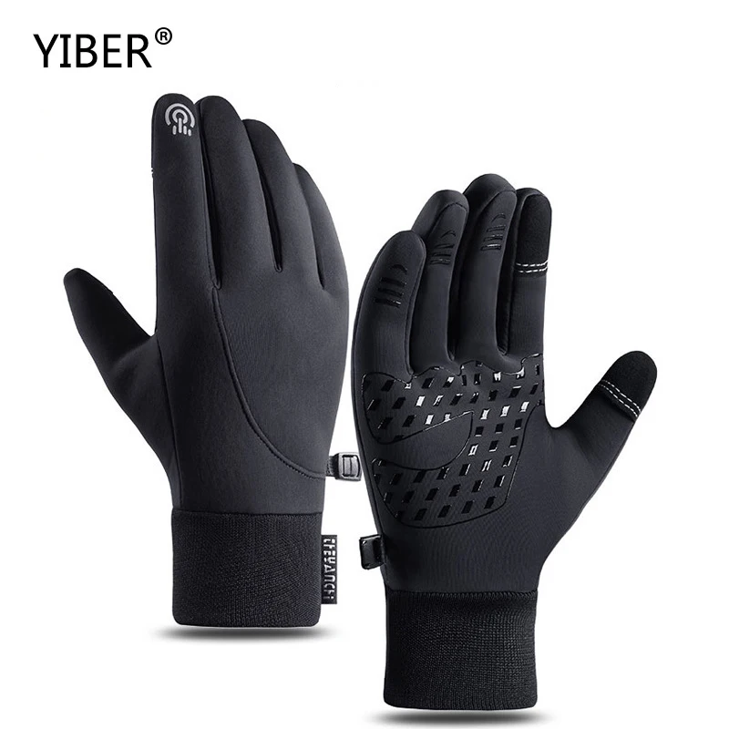 Guantes de terciopelo para hombre y mujer, manoplas impermeables para motocicleta, deportes al aire libre, cálidos, para correr y esquiar, para invierno, winter gloves men