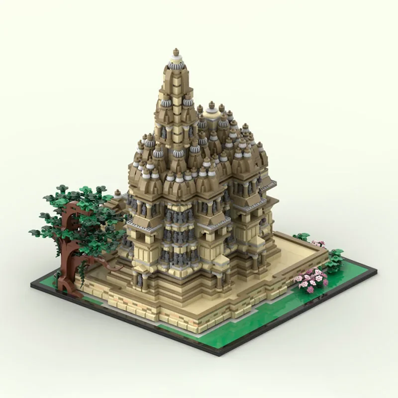 Moc Architecture modèle brique Temple indien technologie blocs de construction modulaires cadeau jouets de noël bricolage ensemble assemblage
