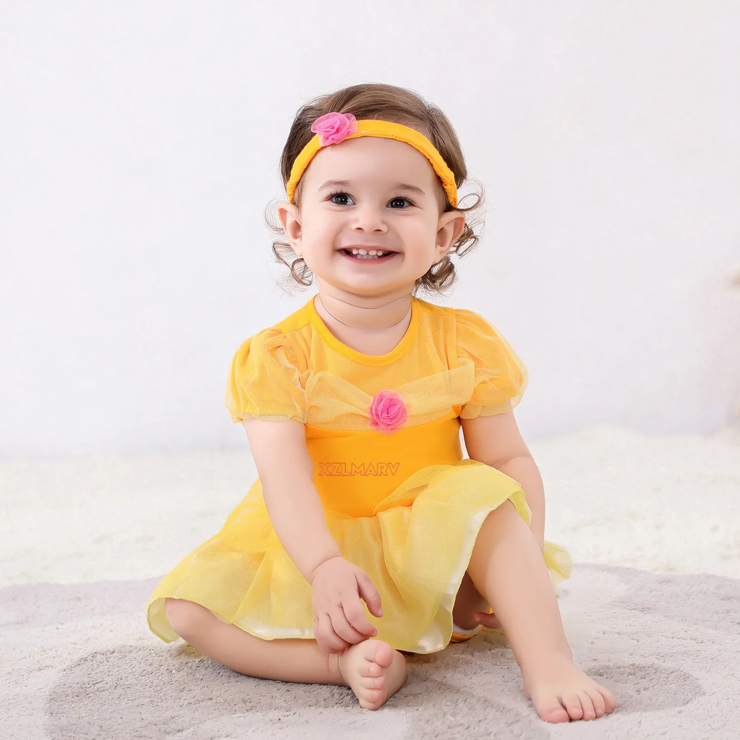 Baby Romper TUTU Dress With Headband Infant Baby Princess Girl Clothes Size 3-18M Cute Design Baby Dress Party Costumes