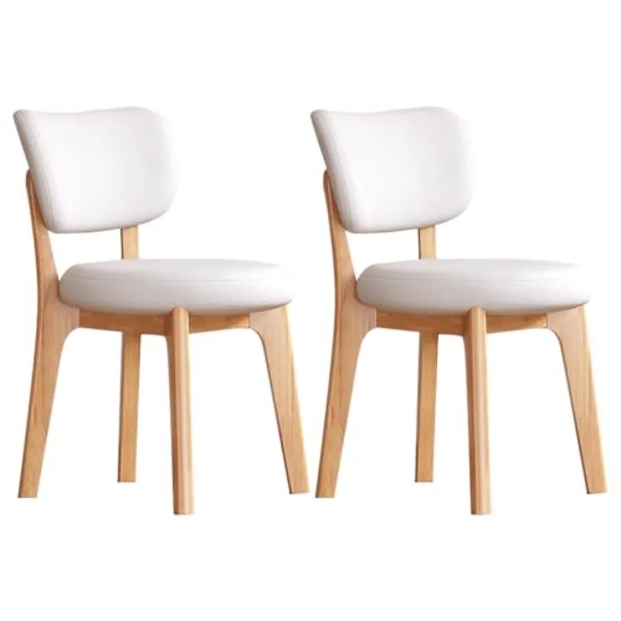 

Upholstered Dining Chairs Set of 2, Leather Dining Room Chair with Trim and Wood Legs, Mid-Century Accent for Living Room, Kitc