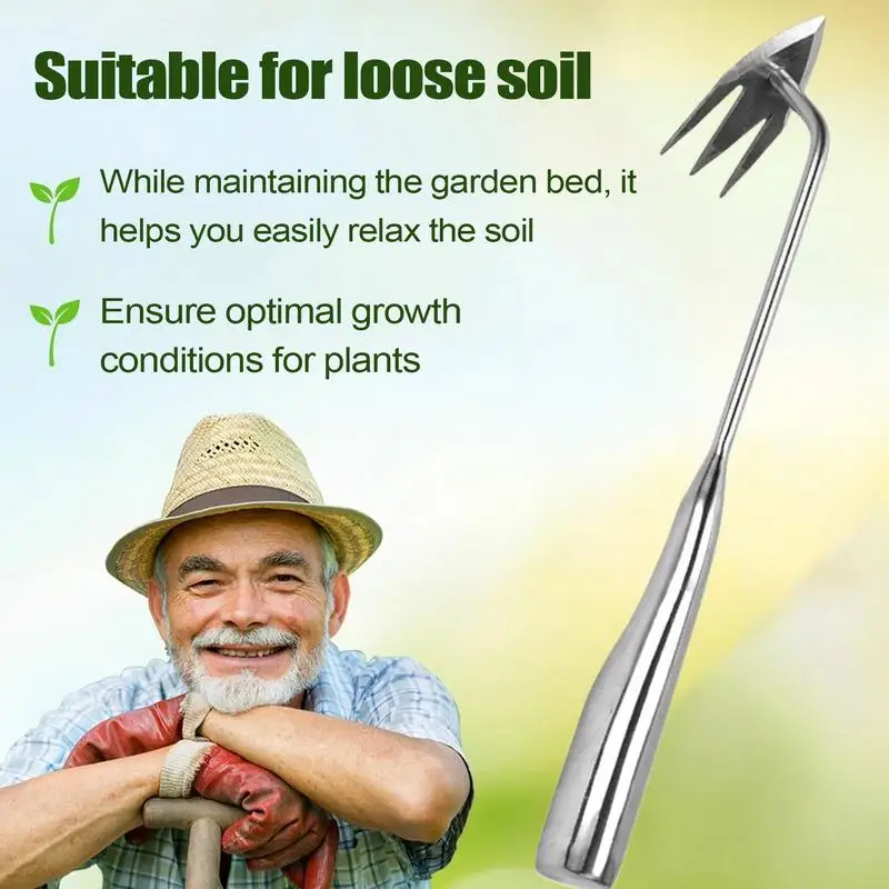 

Manual Weeders with Ergonomic Handle Heavy Duty 3 Teeth Picker Grass Removal Tool for Vegetable Farm Backyard Flower Lawn