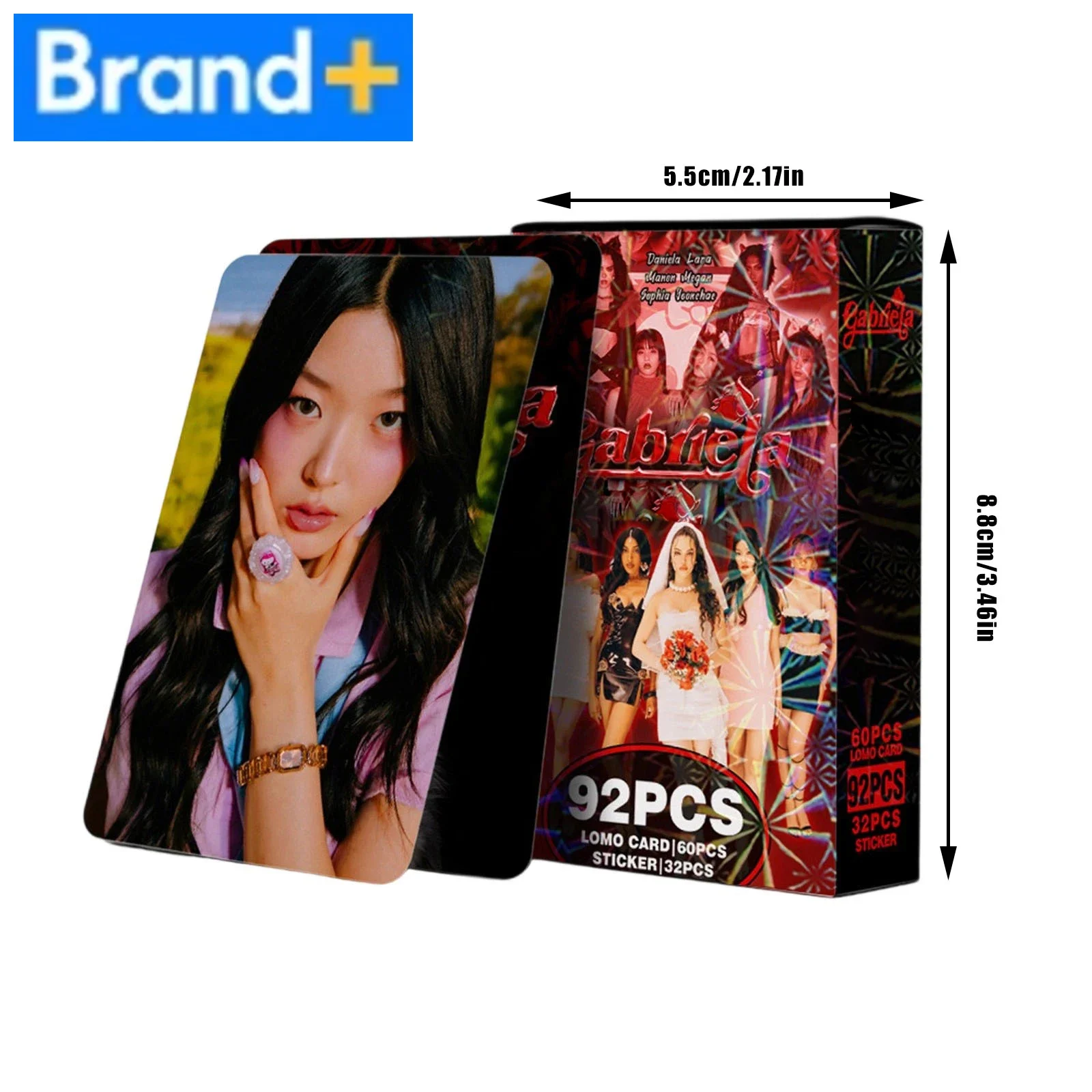 

Набор для коллекционеров KPOP — 60 фотокарточек LOMO, 32 наклейки, фотокарточка участника KATSEYE GABRIELA и наклейки с изображением знаменитостей, премиум-качество