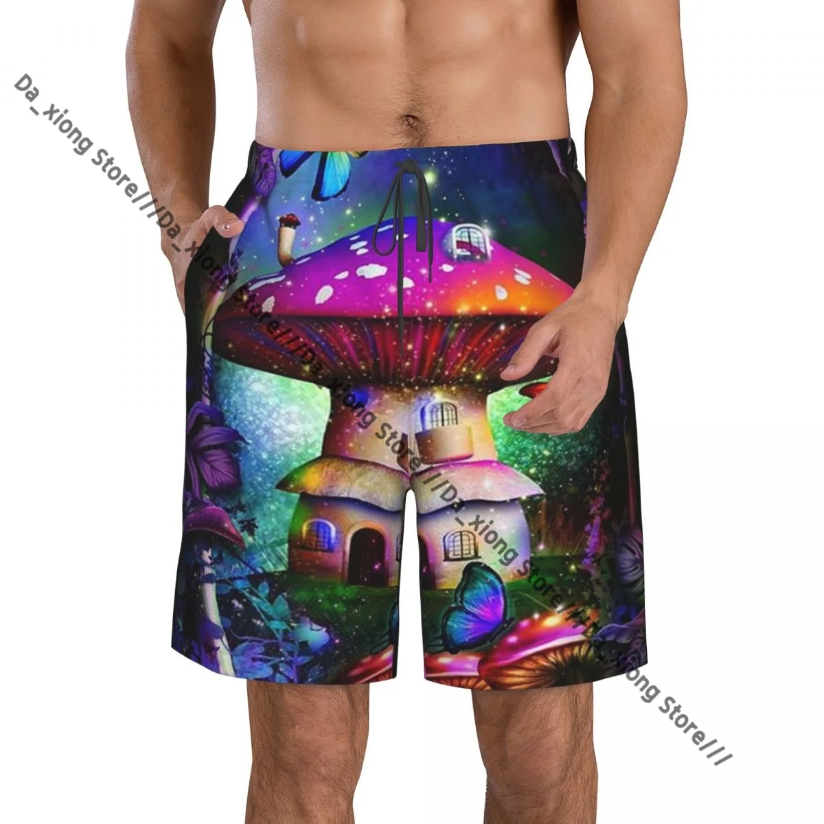 Mushroom Hut Quick Dry Swimming Shorts For Men Swimwear Swimsuit Trunk Bathing Beach Wear