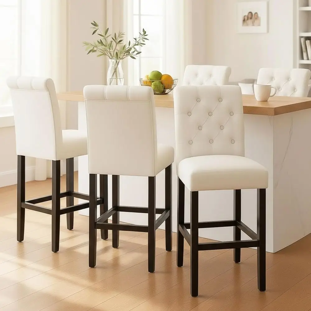 

Набор из 4 барных стульев с обивкой из кремового велюра для кухонного острова, паба или бистро