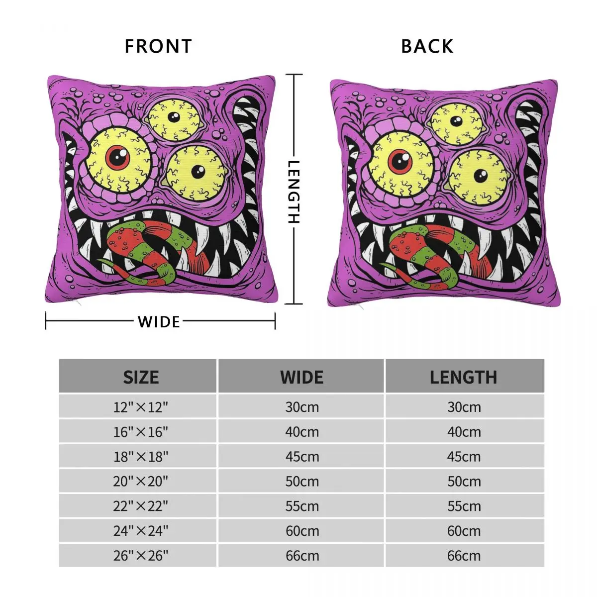 Purple People Eater Monster Pillowcase Polyester Linen Velvet Creative Zip Decor Throw Pillow Case Sofa Cushion Cover 45x45