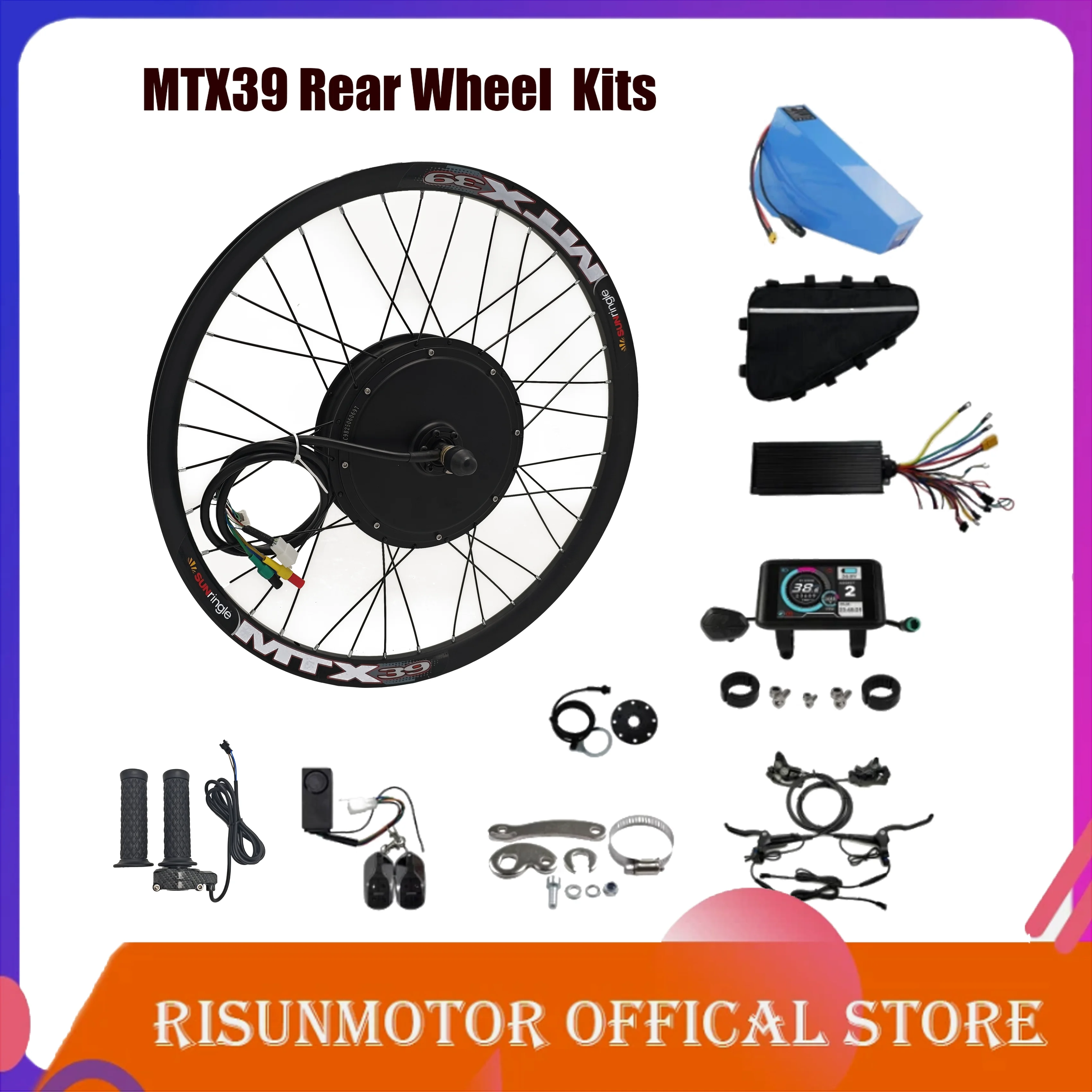 

72 В 3000 Вт 24 "26" 27,5 "29" 700C MTX39 Комплекты для переоборудования заднего колеса двигателя с аккумулятором 26 Ач
