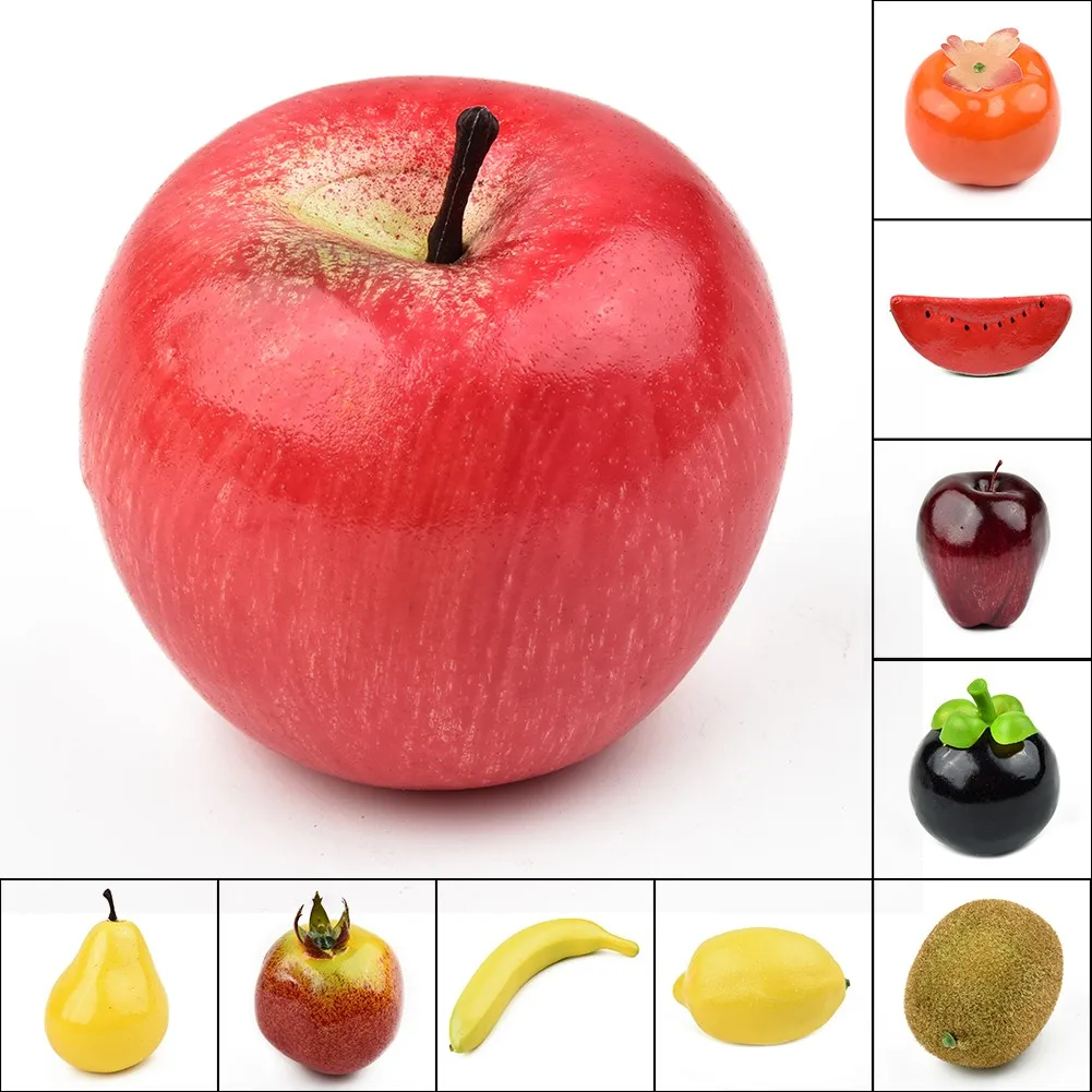 Plástico decorativo falso frutas maçã limão pêssego laranja diy plástico artificial frutas para decoração de casa acessórios fotografia adereços