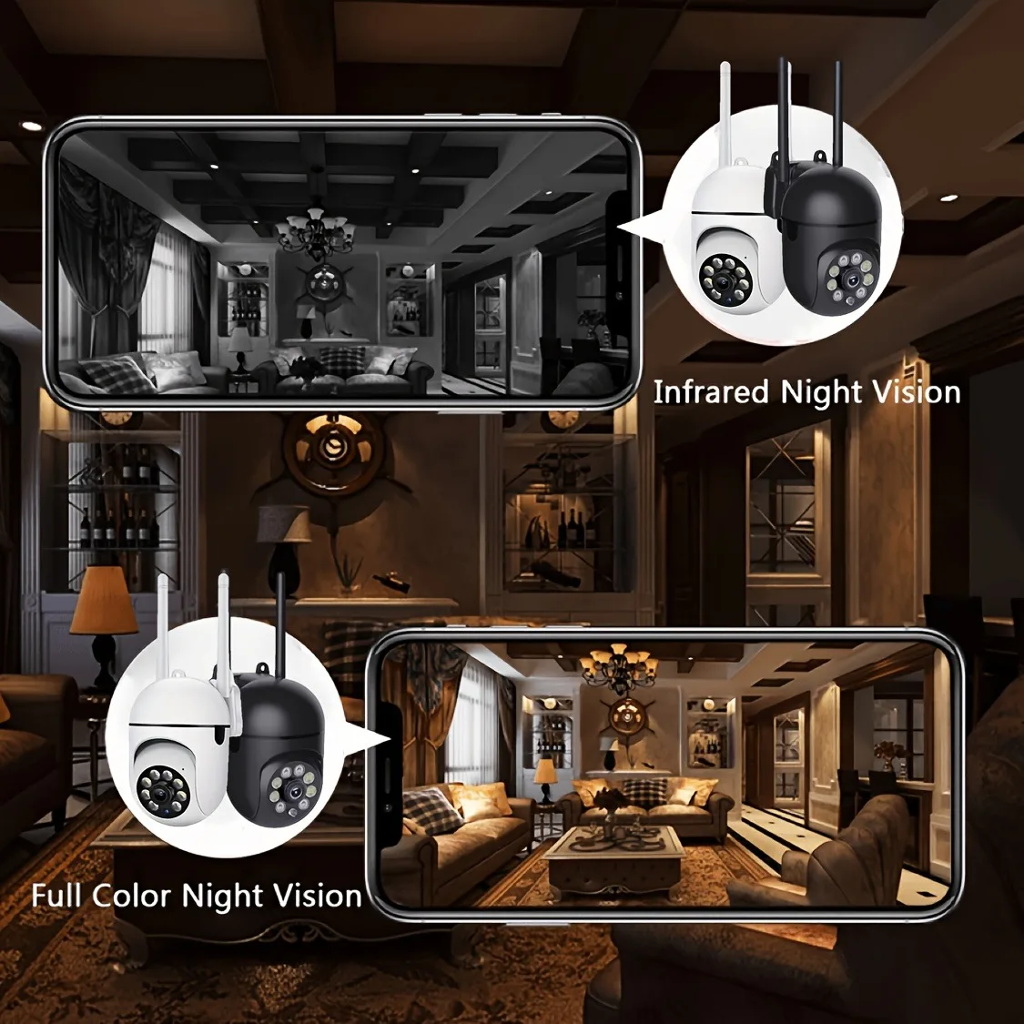 Ease Life App 2PCS Two-color  WiFi Surveillance Camera Color Night Vision Motion Tracking Indoor Outdoor Security Monitor Camera