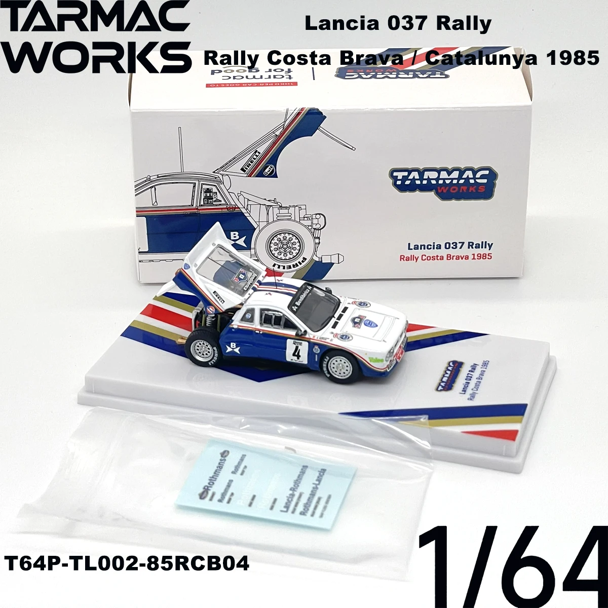TW T64P‑TL002‑85RCB04 T64P‑TL002‑85CAT05 1:64 Lancia 037 Rally 1985 Costa Brava Catalunya Group B Collectible Model Vehicles view 3