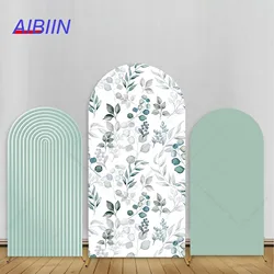 Green Ripples Leaves Wedding Birthday Arch Backdrop Cover Stripes Bachelorette Party Decor Portrait Photozone Wall Background
