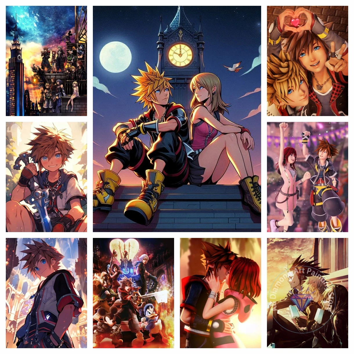 Juego de Kingdom Hearts, Kit de pintura de diamantes 5D DIY, bordado de diamantes, punto de cruz, arte Hecho A Mano, manualidades de regalo, decoración del hogar