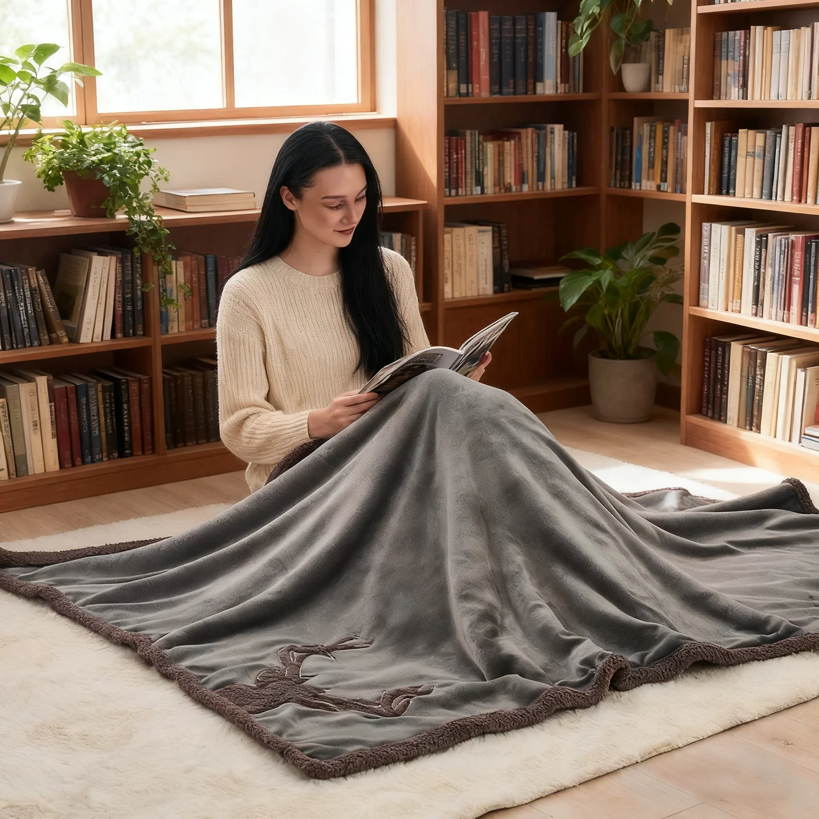 

Праздничное одеяло, двухслойные рождественские украшения, пледы в виде лося, диванное одеяло для дивана, спальни, гостиной, офиса, школы