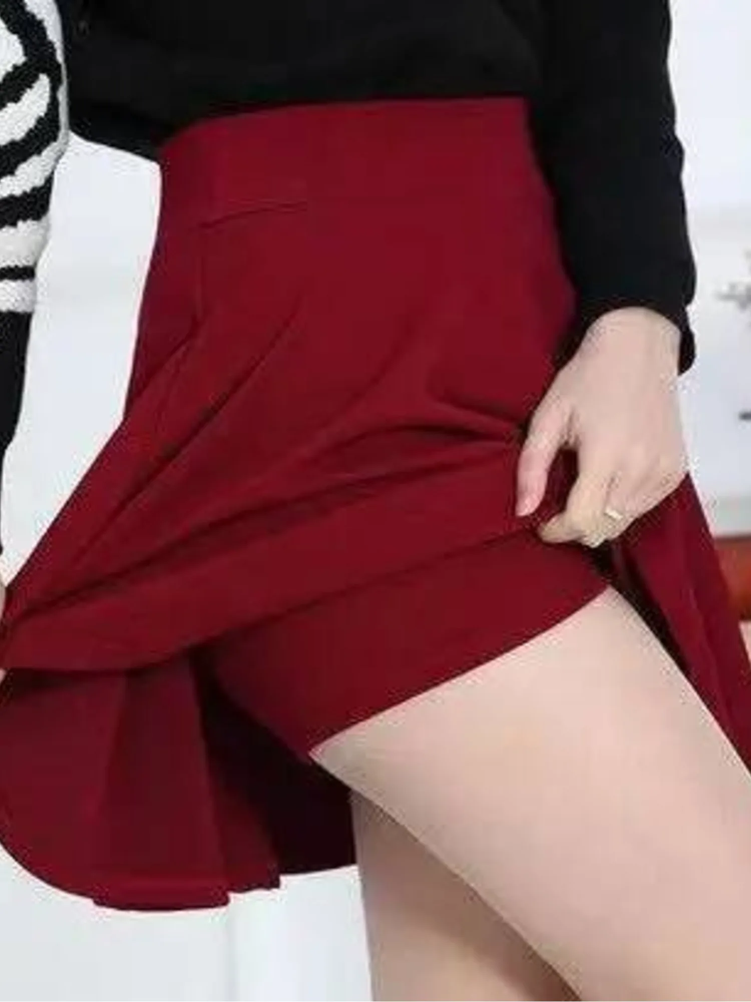 Effen kleur midi-rok met hoge taille voor dames, elegante vloeiende prestatierok voor moderne danspodiumkleding of ballroomoefeningen