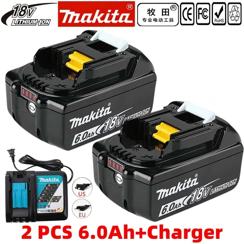 100% оригинальная батарея Makita 6Ah/5Ah/3Ah для Makita 18 В BL1830B BL1850B BL1850 BL1840 BL1860 BL1815, сменная литиевая батарея