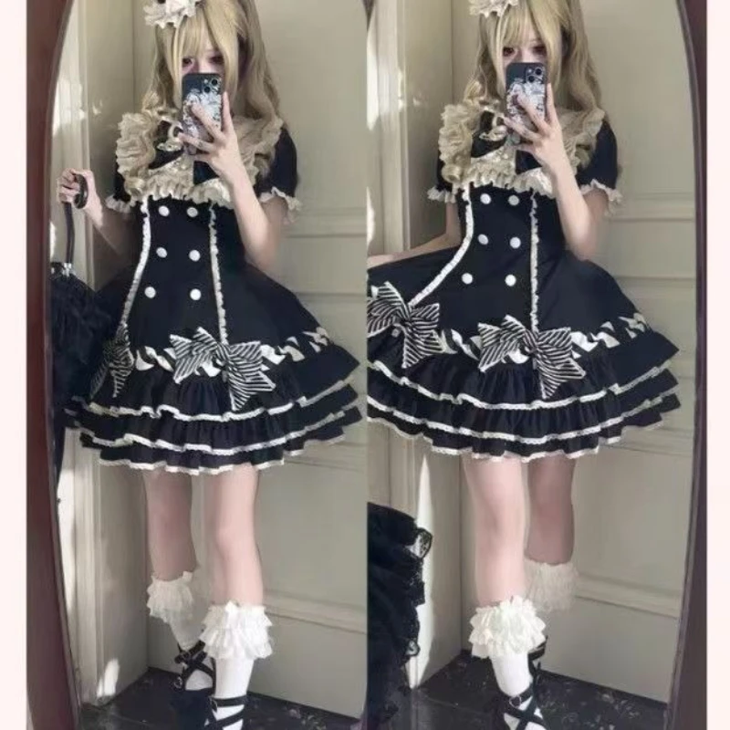 2025 Japanese Kawaii Sweet Lolita Princess Dress Women Pink Y2k Bow Lovely Slim Dresses Female Korea Style Design Chic Outfits - Image 4