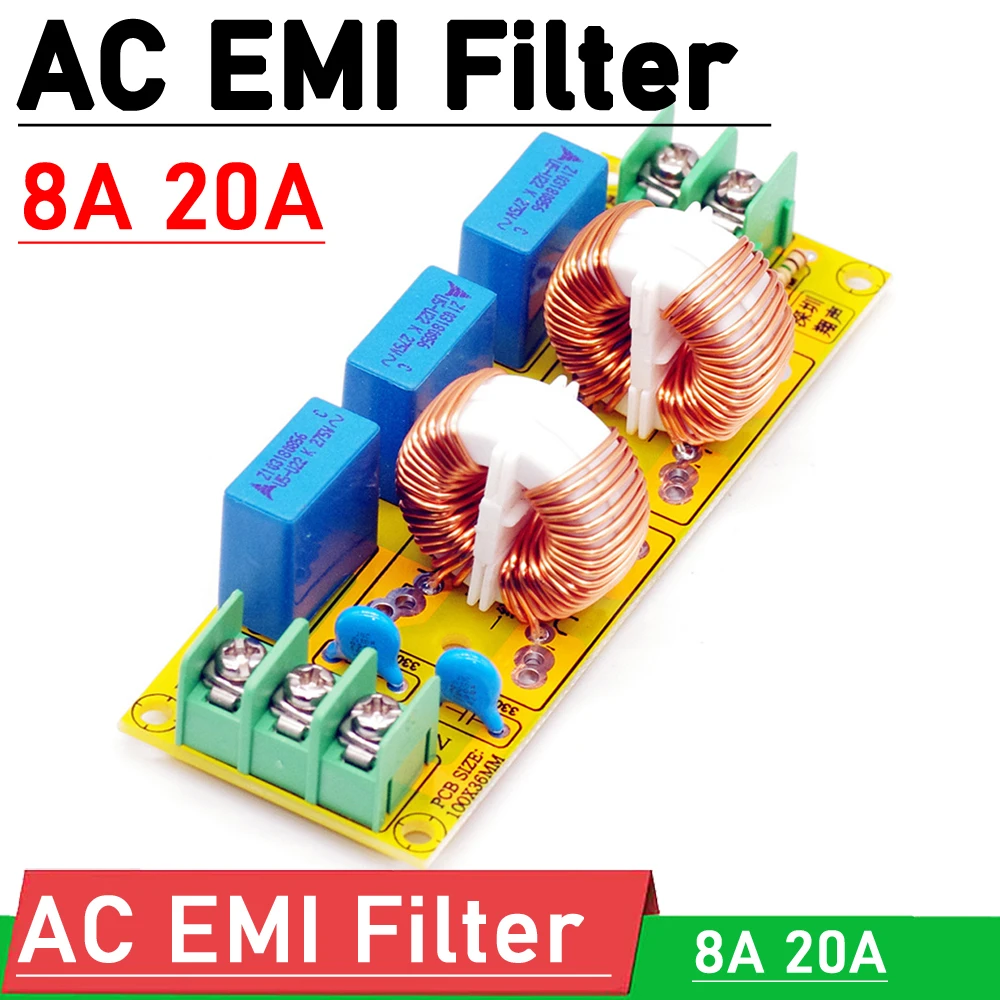 

8A 20A AC фильтр электромагнитных помех Мощность 110V 220V источник питания FCC электромагнитный фильтр помех шум EMC F/аудио декодер усилитель