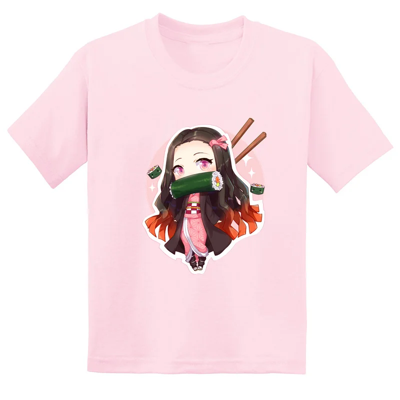 Demon Slayer Kamado Nezuko Kawaii Cartoon Girls T Shirt Anime Funny Kids Clothes Baby Boys Summer Tees Cotton Children T-Shirts