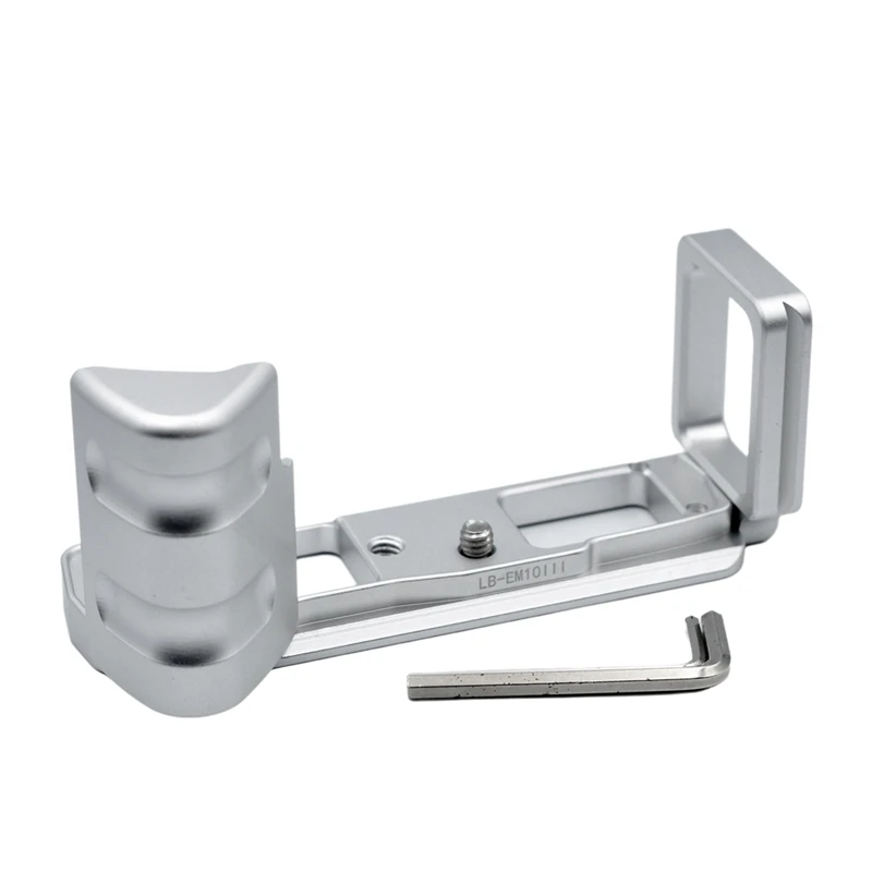 For E-M10III Camera L Bracket Hand Grip Quick Release Plate Camera Accessories Silver-A32R
