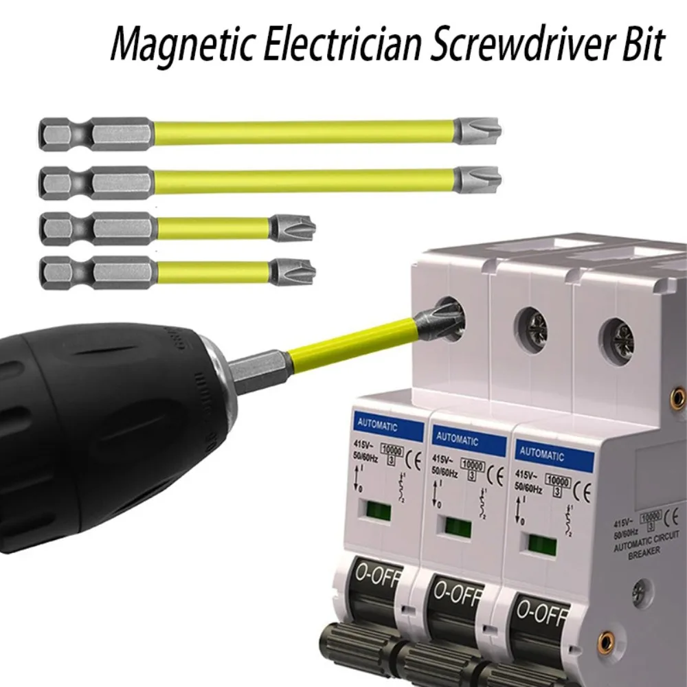 4-Piece Magnetic Screwdriver Bit Set, 1/4 Inch Hex Shank PH2-2.56', 4.33', for Use in Electrical Boxes, Sockets, and Switches.