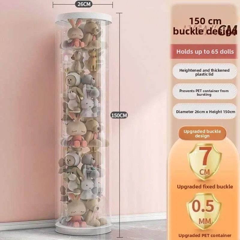 Transparent Plastic Doll Storage Cylinder Toy Organizer round Barrel PVC Collectible Columnar Plastic Bucket for Home Use