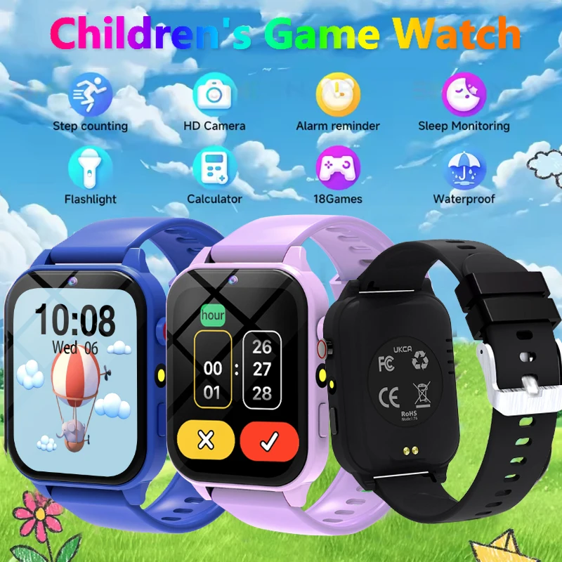Kids Game Smart Watch Flashlight Waterproof HD Camera Sleep Tracker Alarm Music Sports Watch For Boys Girls Birthday Gift