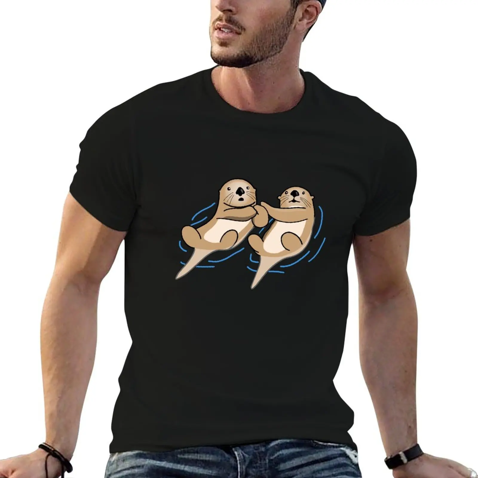 Otters Caught Holding Hands T-Shirt fashion shirts Clothing mens designer clothes
