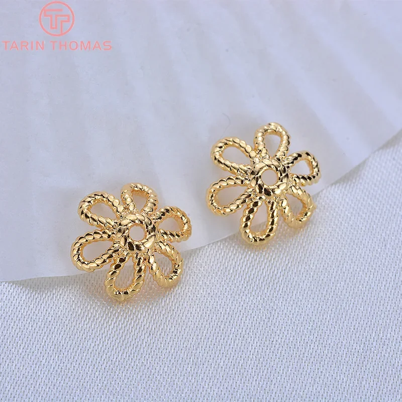 

(3146)20PCS 11MM 24K Gold Color Plated Brass Flower Beads Caps High Quality Diy Jewelry Accessories