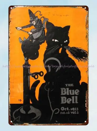 The Blue Bell 1923 Witch Halloween metal tin sign auto shop cafe pub wall art