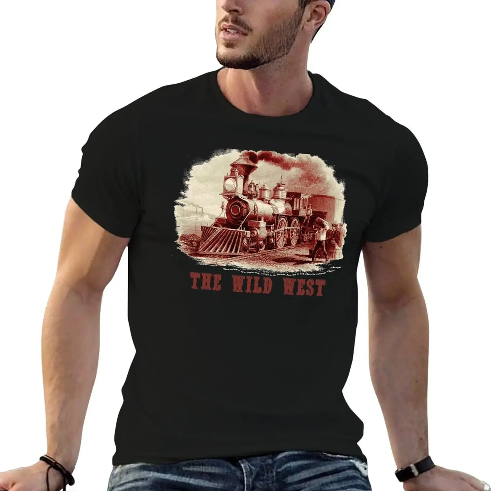 

Wild West Vintage Steam Train T-Shirt oversizeds oversized graphic tee anime clothes tee shirts for men