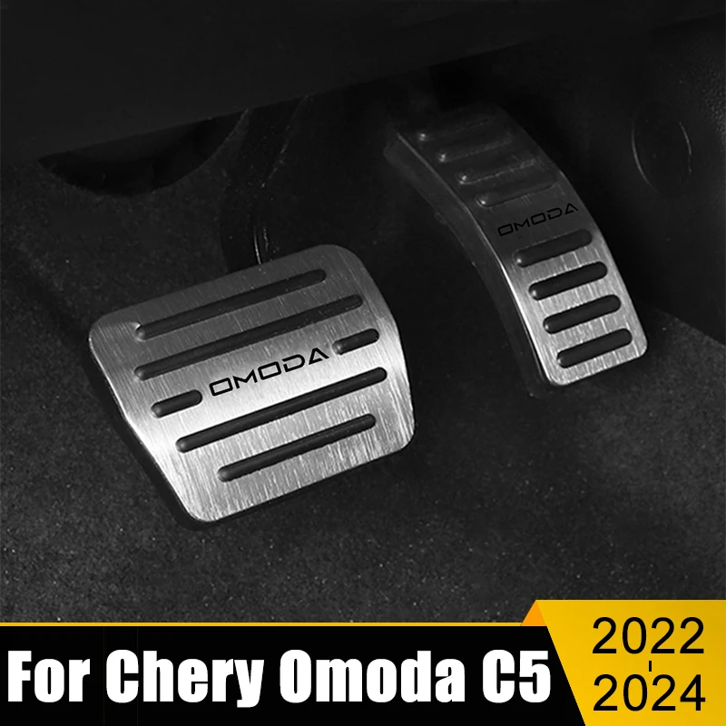 For Chery Omoda 5 C5 FX 2022 2023 2024 Aluminum Car Foot Accelerator Gas Brake Pedals Clutch Cover Anti-Slip Pads Accessories