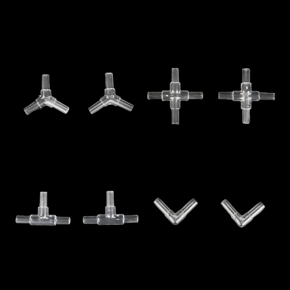 10Pcs Aquarium Airline Tubing Connectors Fish Tank Transparent Air Tube Adapters 4/4.5mm Inner Diameter Air Line Hose Connectors