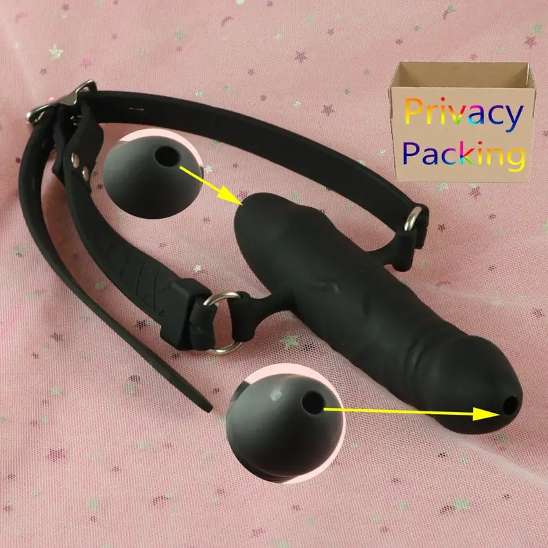 Full Silicone Double Ended Penis Gags,Breathable Gag,Mouth Plug,BDSM Gear for Submissive,Dual Dick Mouth Penetration Gags