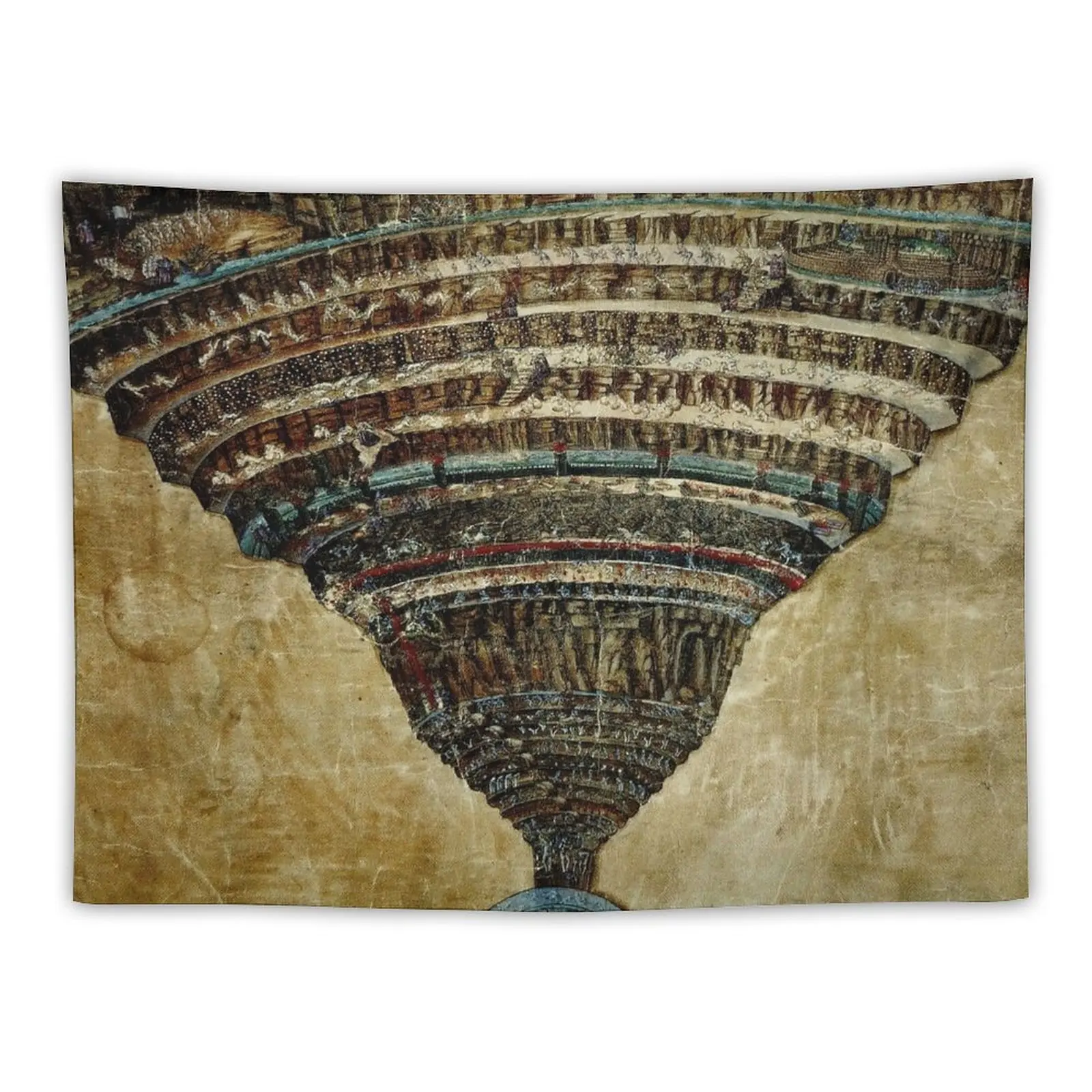 The Map of Hell by Sandro Botticelli Tapestry Nordic Home Decor Cute Decor Room Decor Cute