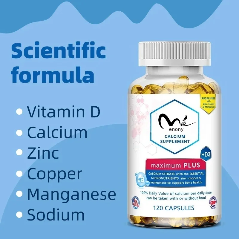 Calcium Capsules with Vitamin D, Zinc, Copper, Manganese & Sodium, Support for Bone, Teeth, Mood, Immune & Overall Wellness